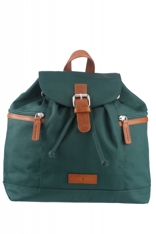 Nylon/Naturleder Rucksack Heidi grün