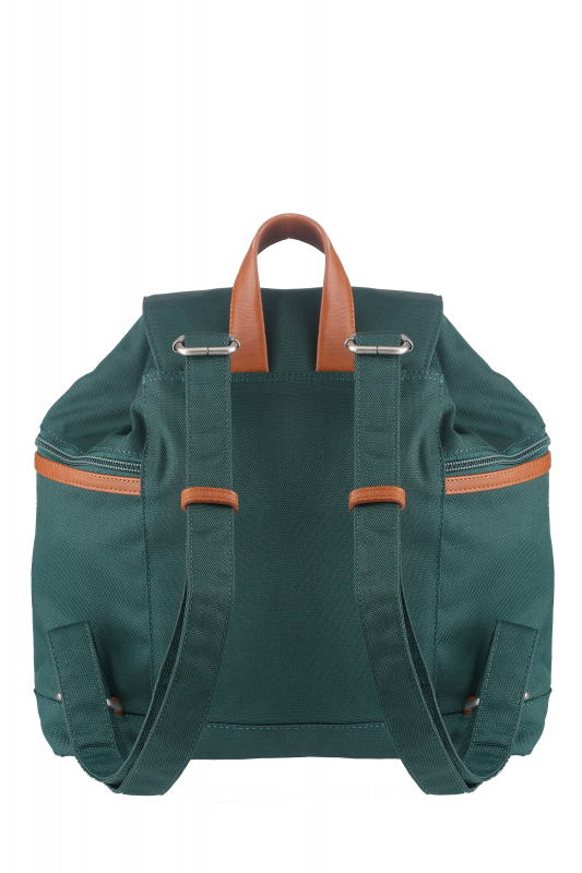 Nylon/Naturleder Rucksack Heidi grün