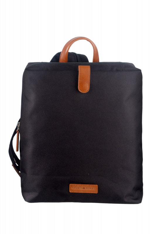 Nylon/Naturleder City Rucksack Eva schwarz