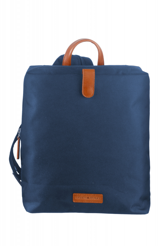 Nylon/Naturleder City Rucksack Eva blau