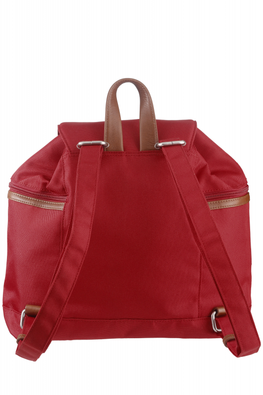 Nylon/Naturleder Rucksack Heidi rot