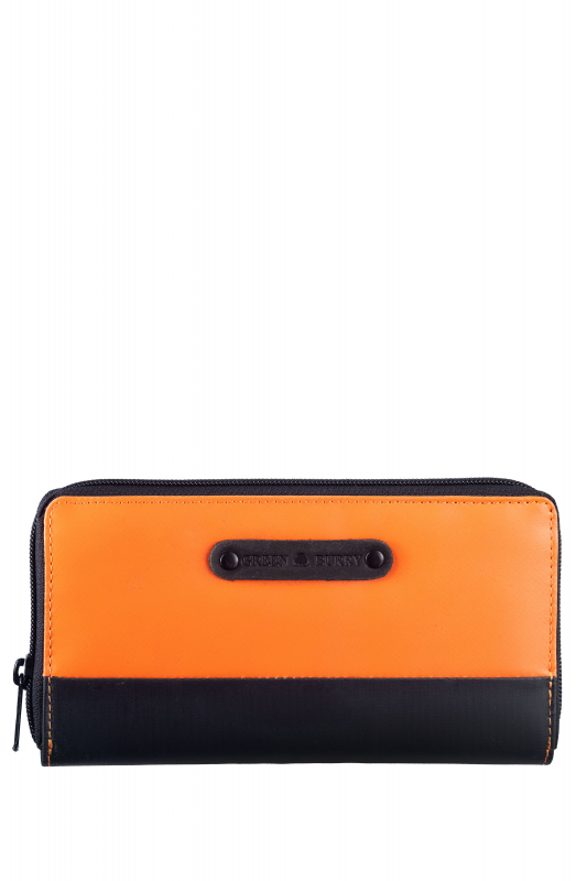 Upcycled RV-Börse aus Tarpaulin orange/black