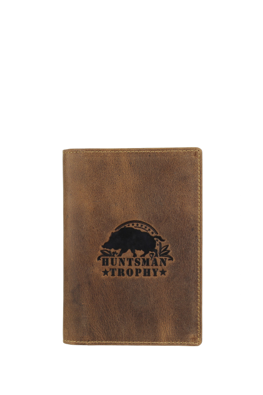Vintage Ausweismappe 4tlg. Wildschwein brown Leder